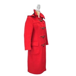 Vintage Gloverall Red Wool Duffle Coat Full Length Hooded Women’s Size Small